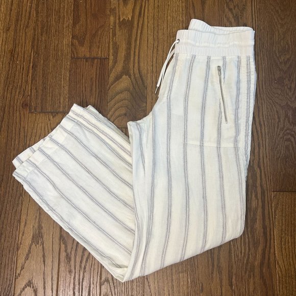 Athleta Pants - Athleta Cabo Linen Striped Wide Leg Pants size 4